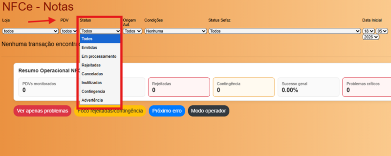 Arquivo:Filtro Status CFe.png